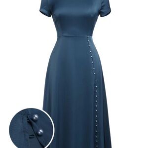 1940’s Elegant Blue Dress Pearl buttons